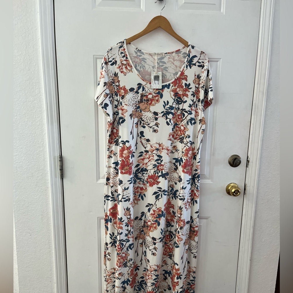 Peruvian Connection Woman's Plus-Size Floral Tea House Maxi Dress Sz XXL